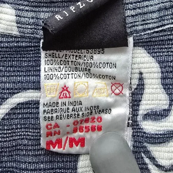 RIPZONE Blue with white flower pattern cotton button down short sleeve - Picture 5 of 8